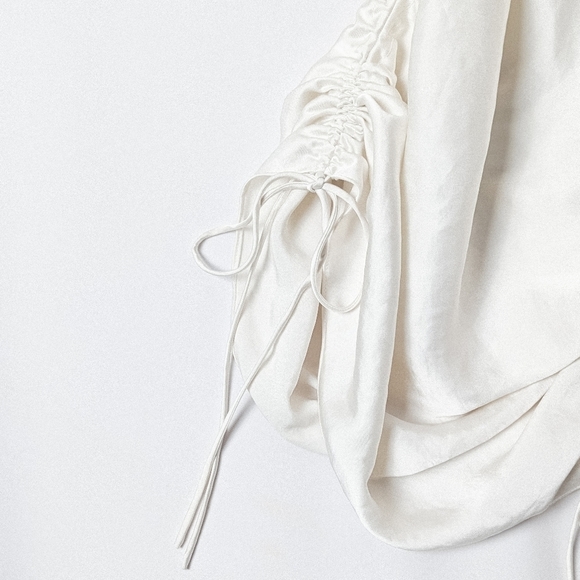 WILFRED Davina Dress Only Ruched Mini Satin Avorio White M Aritzia - Picture 9 of 12
